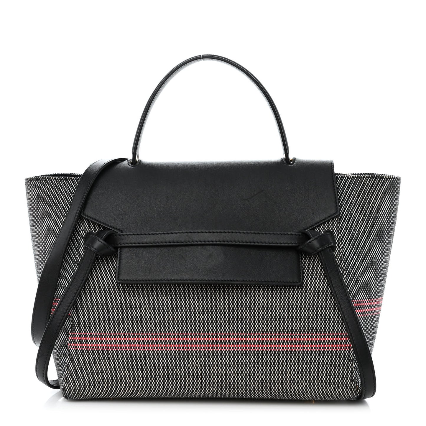 Cotton Canvas Calfskin Mini Belt Bag Black