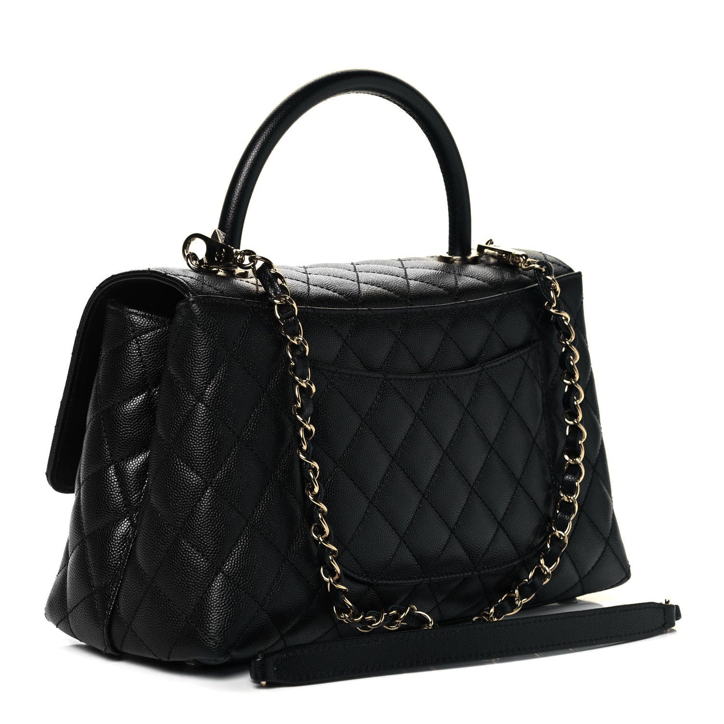 Caviar Quilted Small Coco Handle Flap Black
