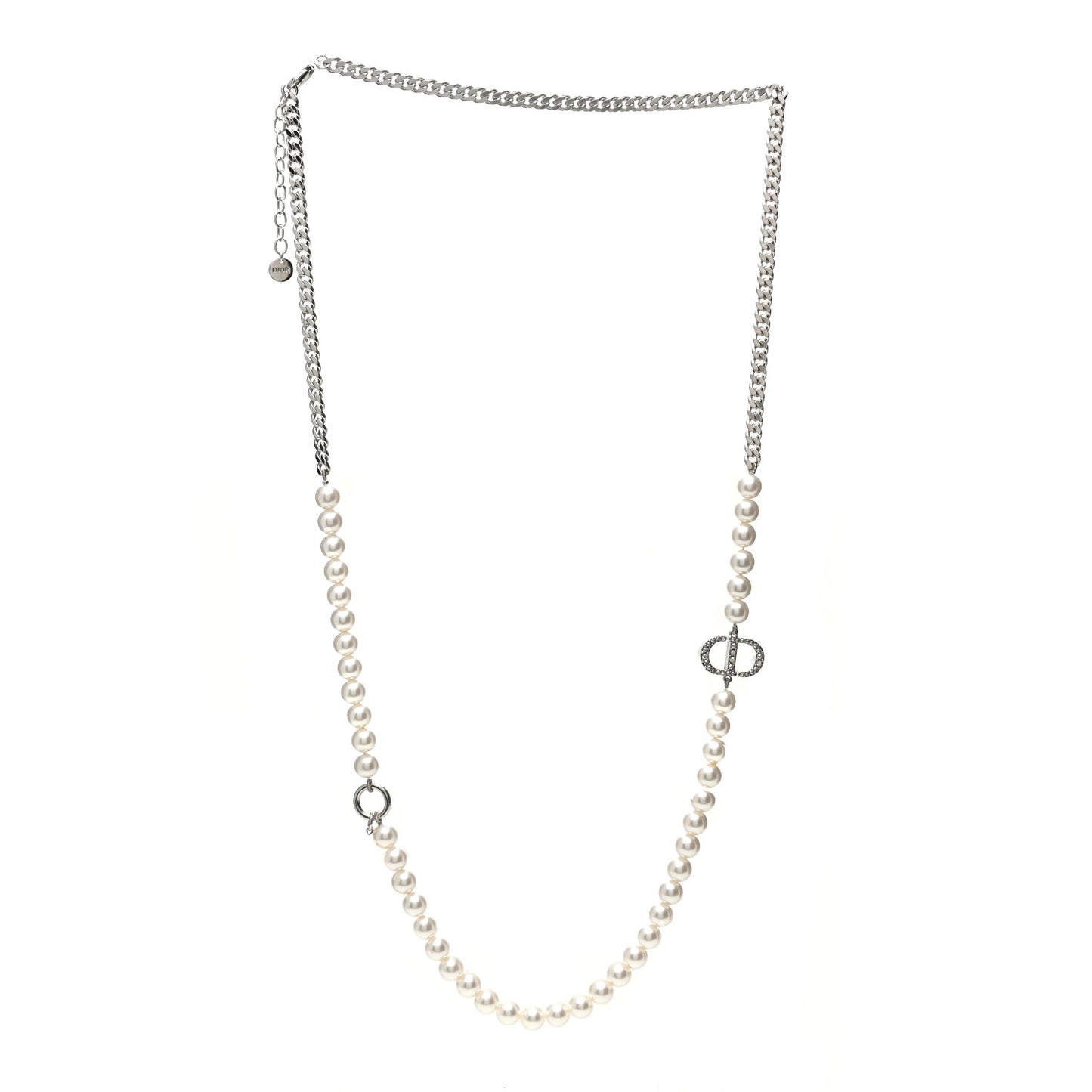 Pearl Crystal 30 Montaigne Long Necklace Silver