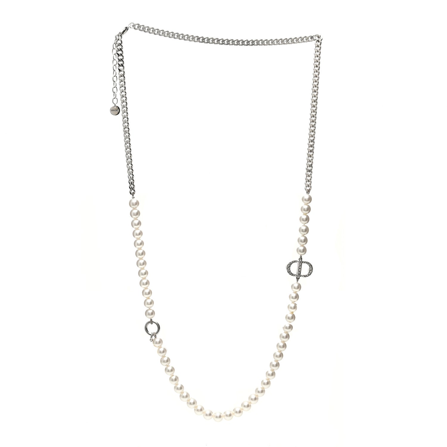 Christian Dior Pearl Crystal 30 Montaigne Long Necklace Silver 3 of 6