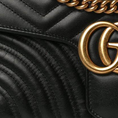 Gucci Calfskin Matelasse Small GG Marmont Shoulder Bag Black 17 of 17