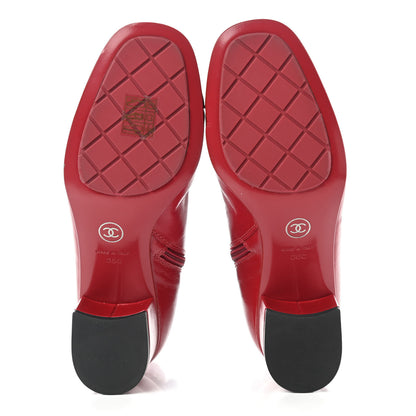 Chanel Crumpled Calfskin Cap Toe Chain Short Boots 36 Red 5 of 10