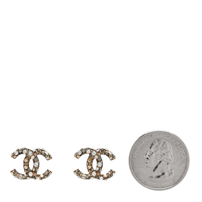 Chanel Metal Crystal CC Earrings Gold Multicolor 2 of 3