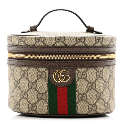 Gucci GG Supreme Monogram Textured Calfskin Web Ophidia Vanity Cosmetic Case Beige Ebony New Acero 1 of 9