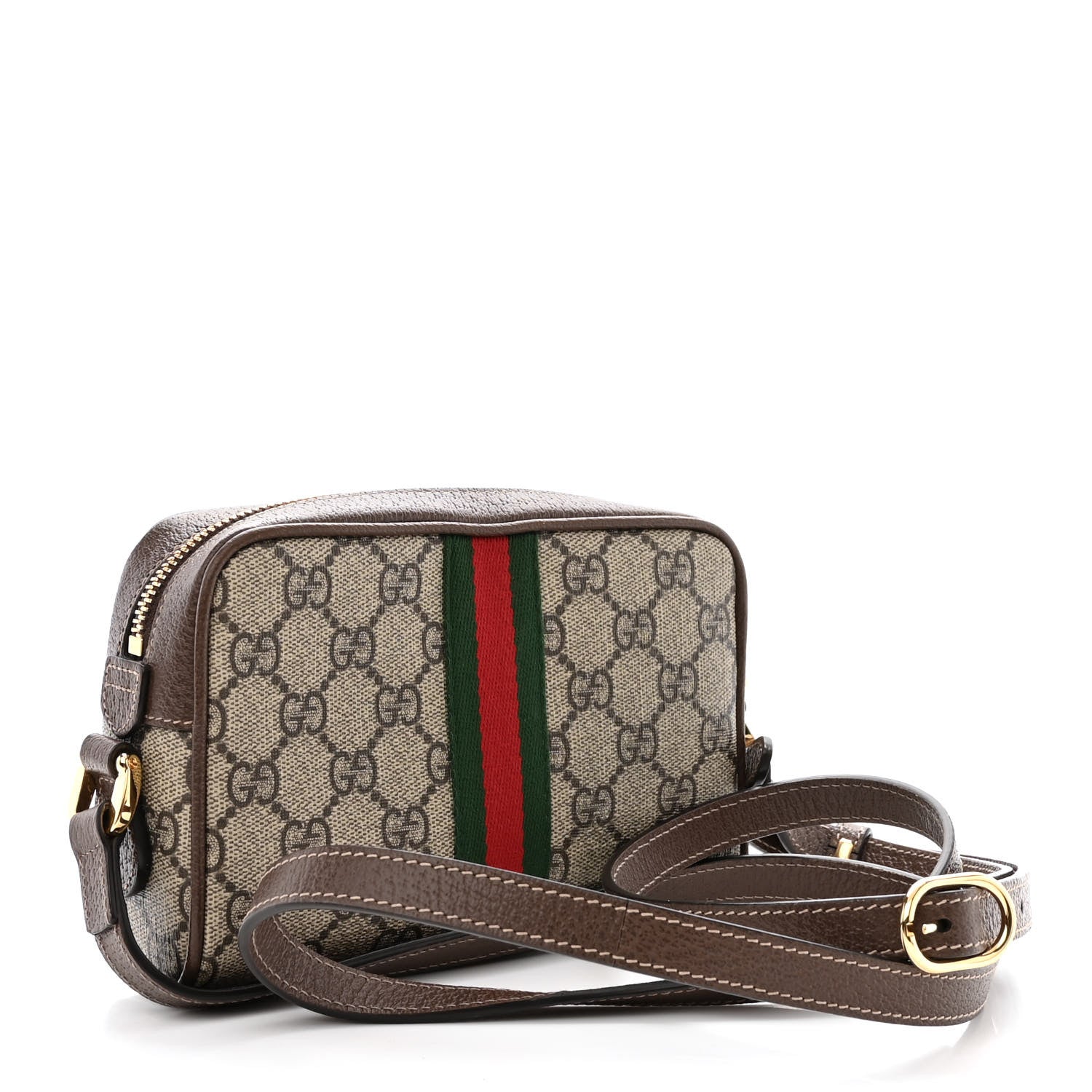 Gucci GG Supreme Monogram Web Mini Ophidia Shoulder Bag Brown 3 of 11