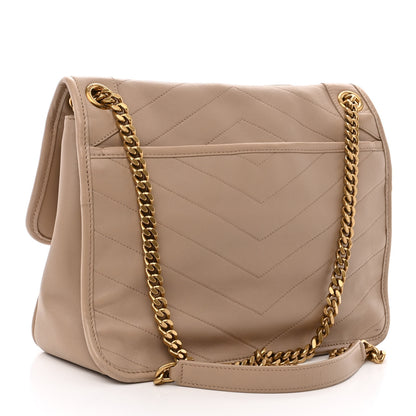 Saint Laurent Lambskin Matelasse Monogram Medium Niki Chain Satchel Dark Beige 3 of 14