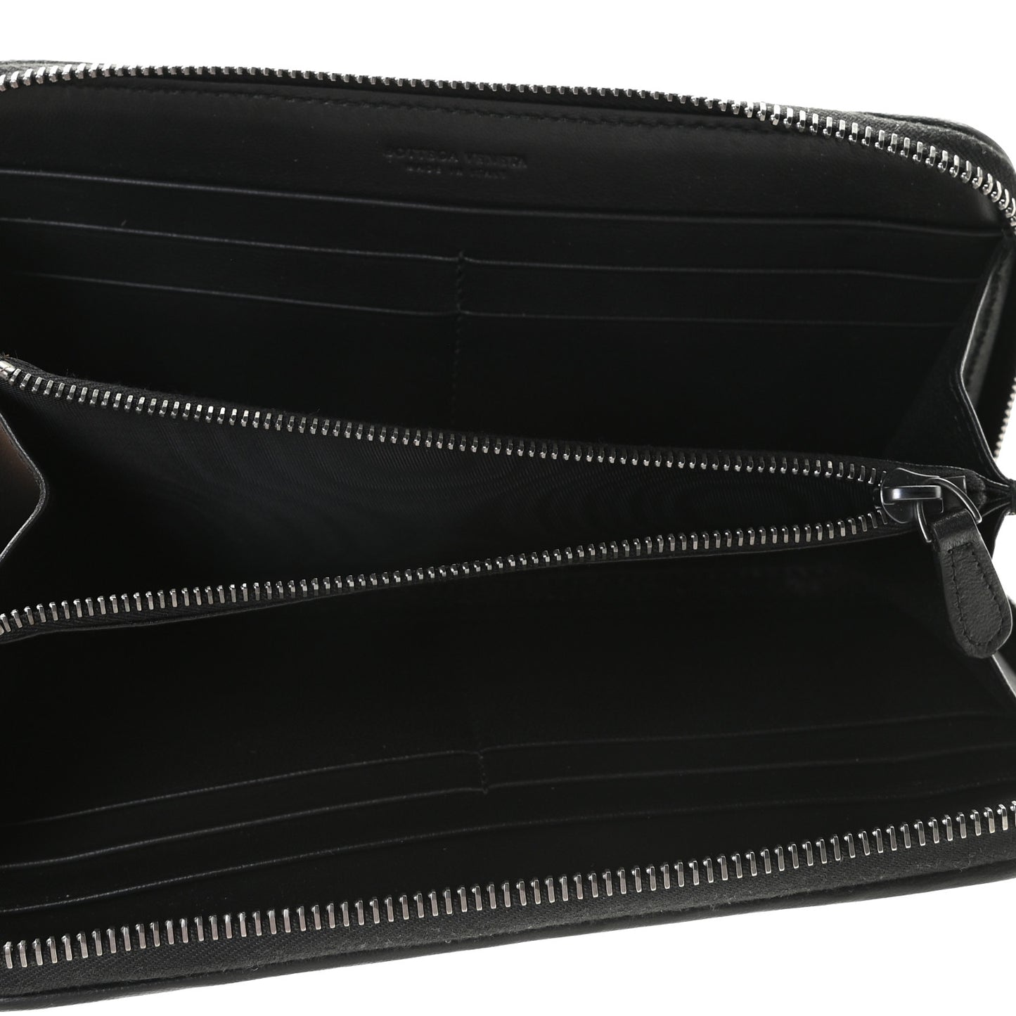 Goatskin Intrecciato Zip Around Wallet Black