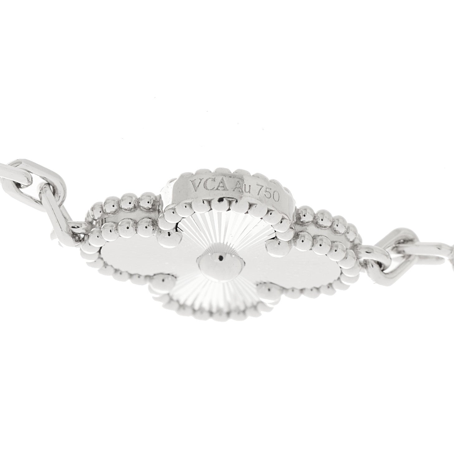 Van Cleef & Arpels 18K White Gold 5 Motifs Guilloche Vintage Alhambra Bracelet 3 of 6