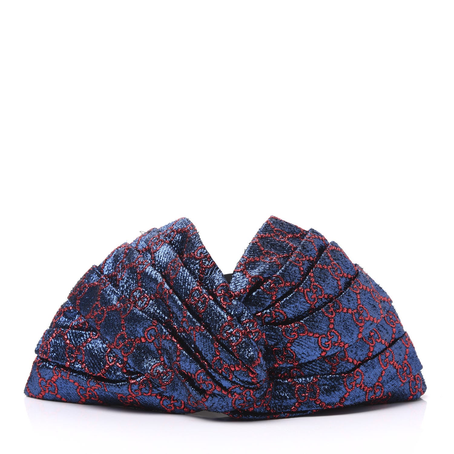 Gucci Metallic Lurex Silk GG Supreme Headband S Blue Red 1 of 6