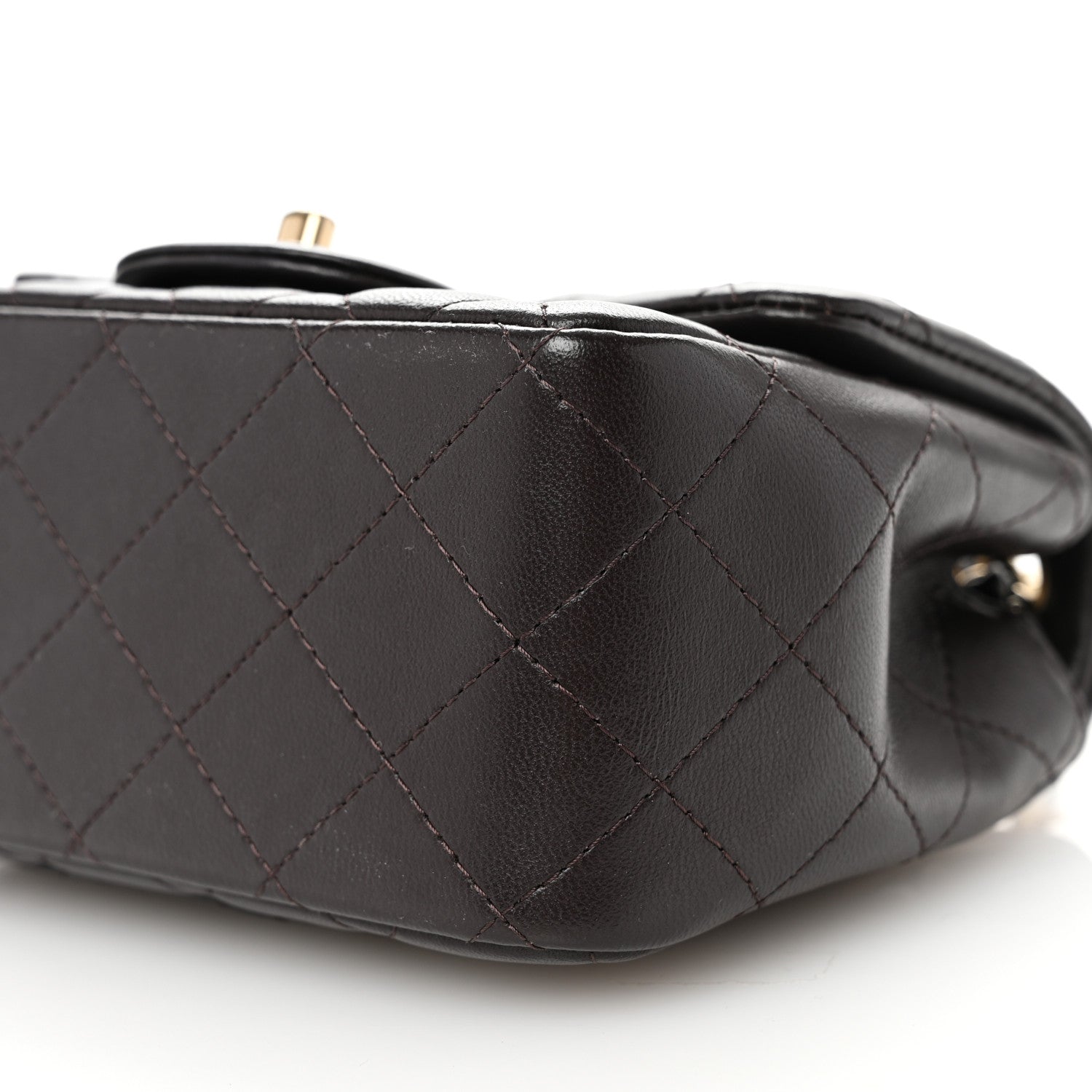 Chanel Lambskin Quilted Mini Square Flap Dark Brown 10 of 11