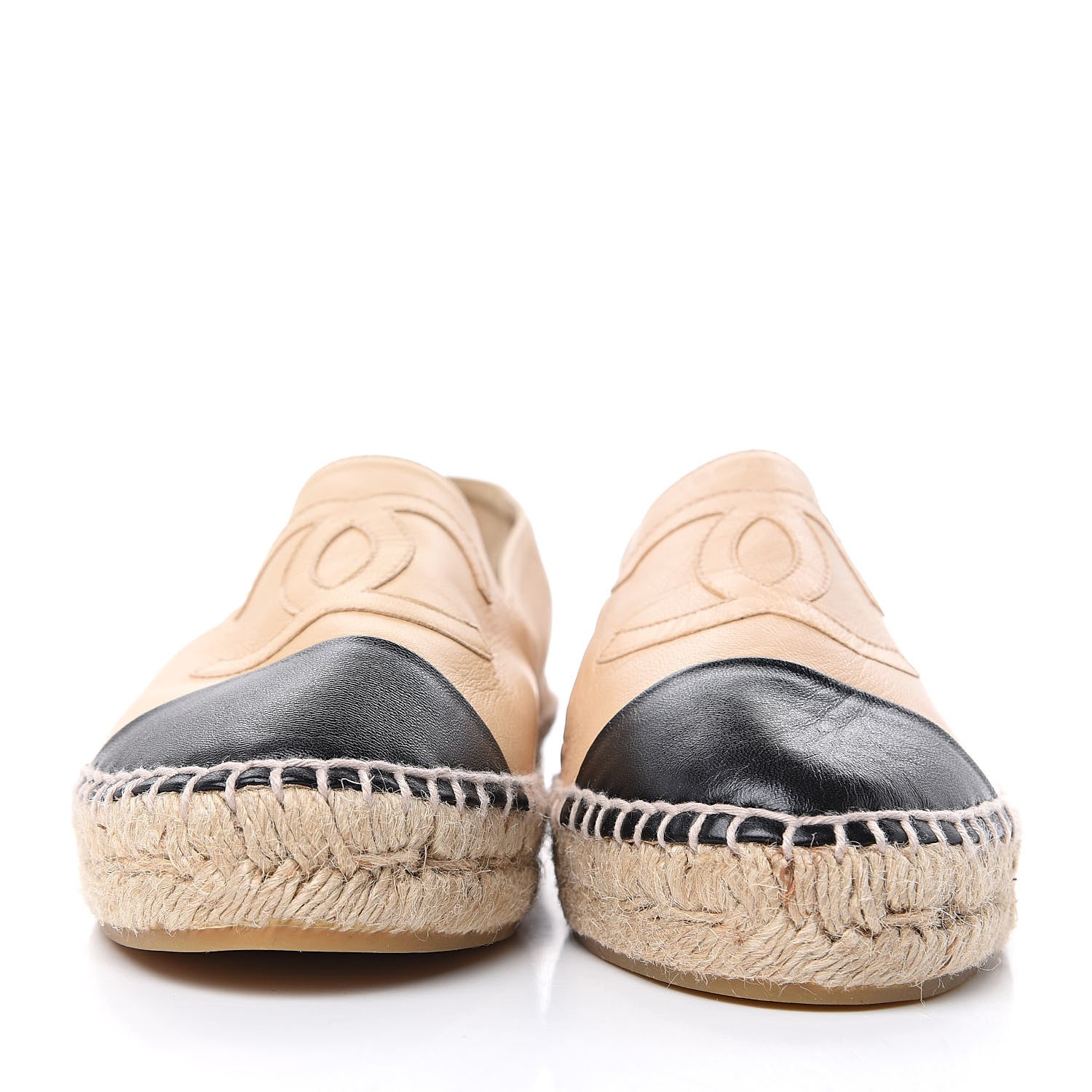 Chanel Lambskin CC Espadrilles 38 Beige Black 2 of 11