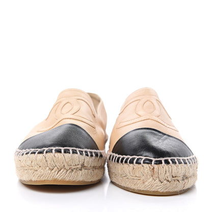 Chanel Lambskin CC Espadrilles 38 Beige Black 2 of 11