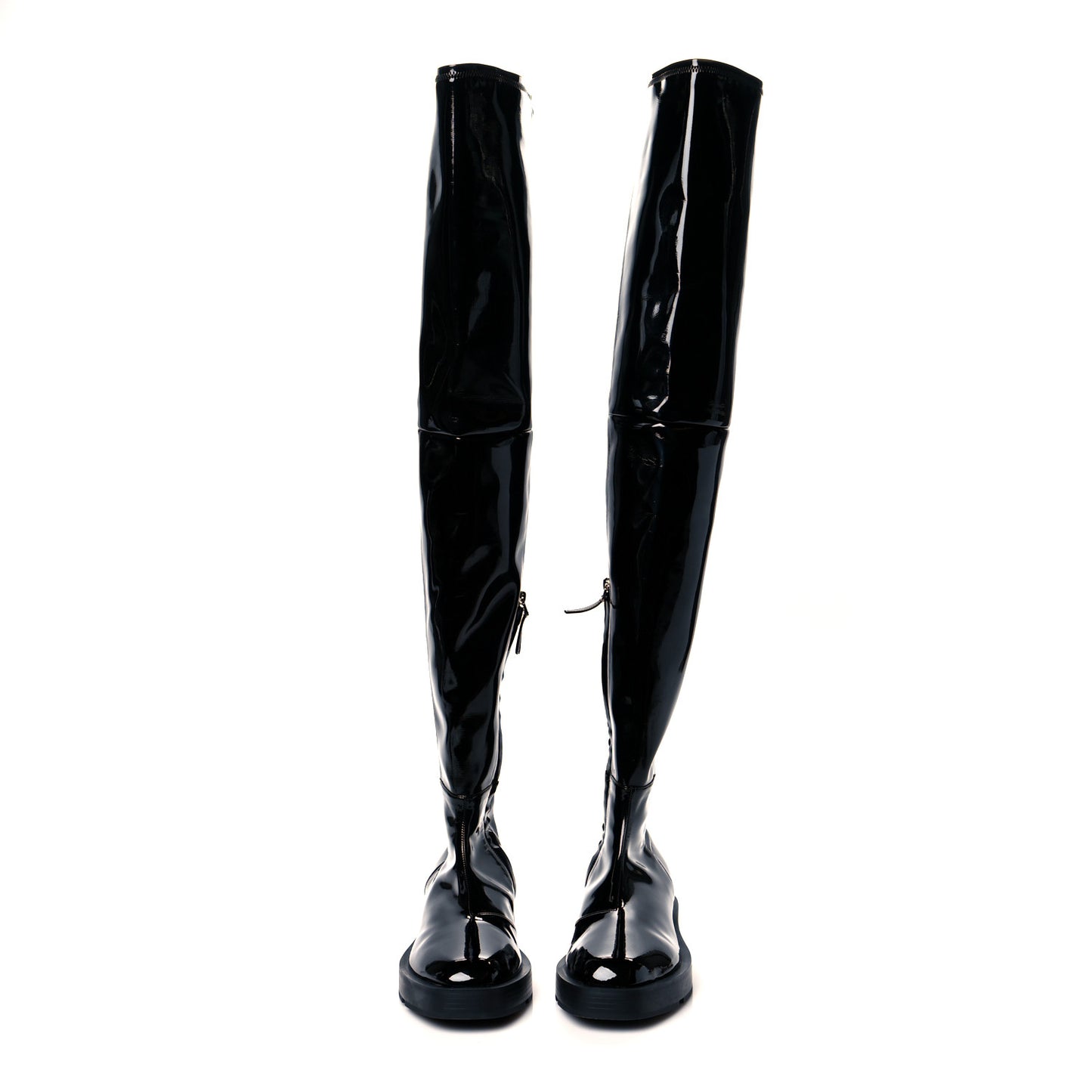 Patent Square Flat Over The Knee Boots 7.5 Black