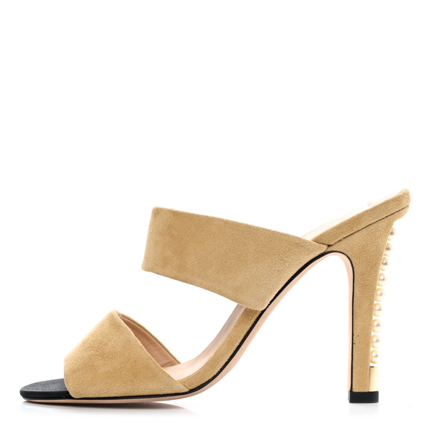 Chanel Kid Suede Pearl Mules 39 Beige 1 of 10