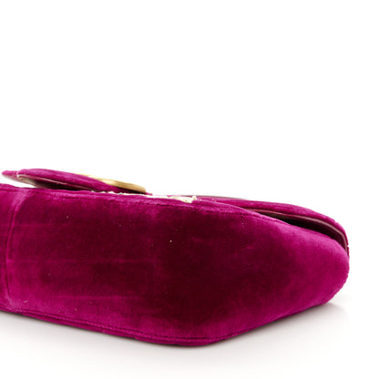 Gucci Velvet Matelasse Embroidered Small GG Marmont Shoulder Bag Fuchsia Violet Cyclamen 11 of 11