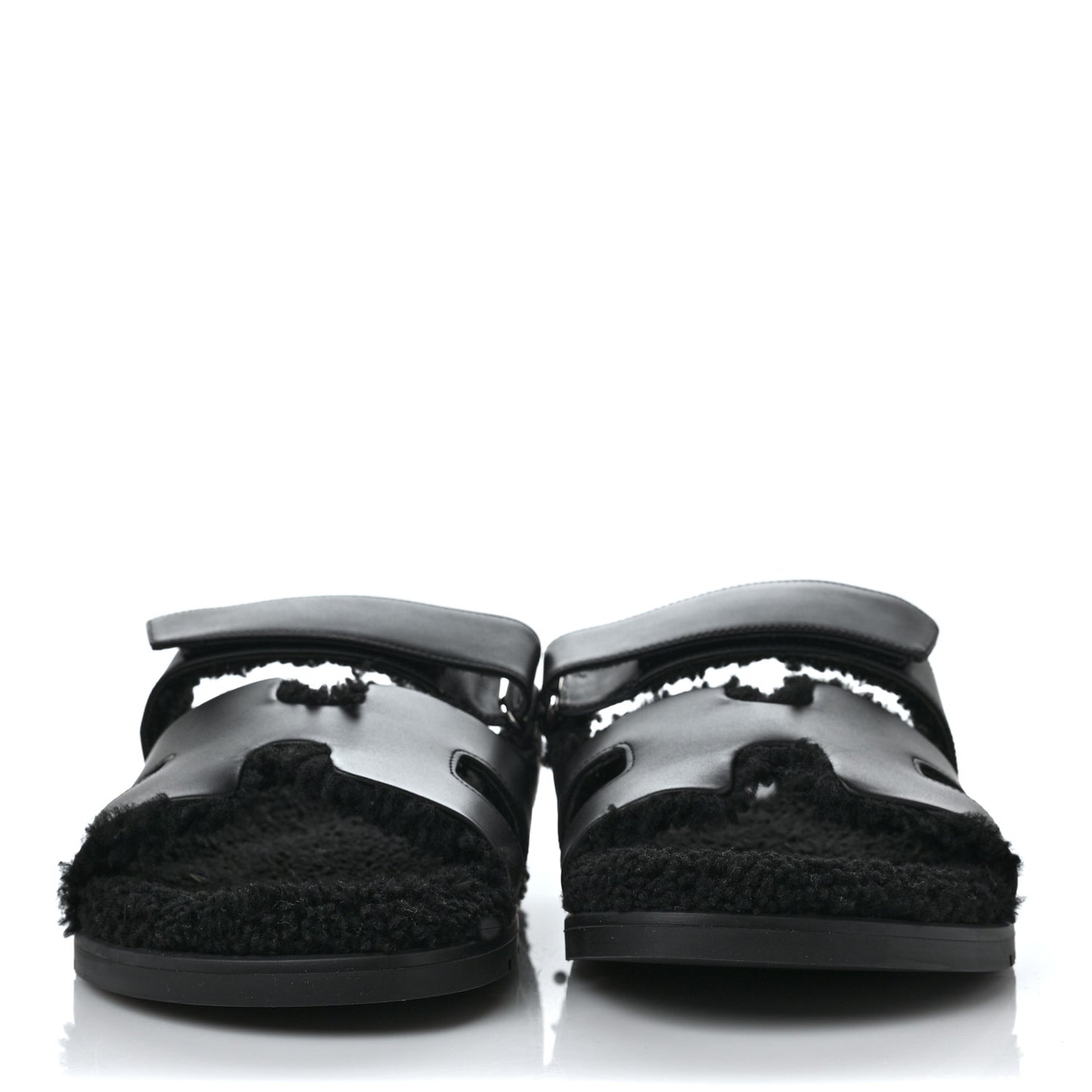 Calfskin Woolskin Mens Chypre Sandals 44.5 Black