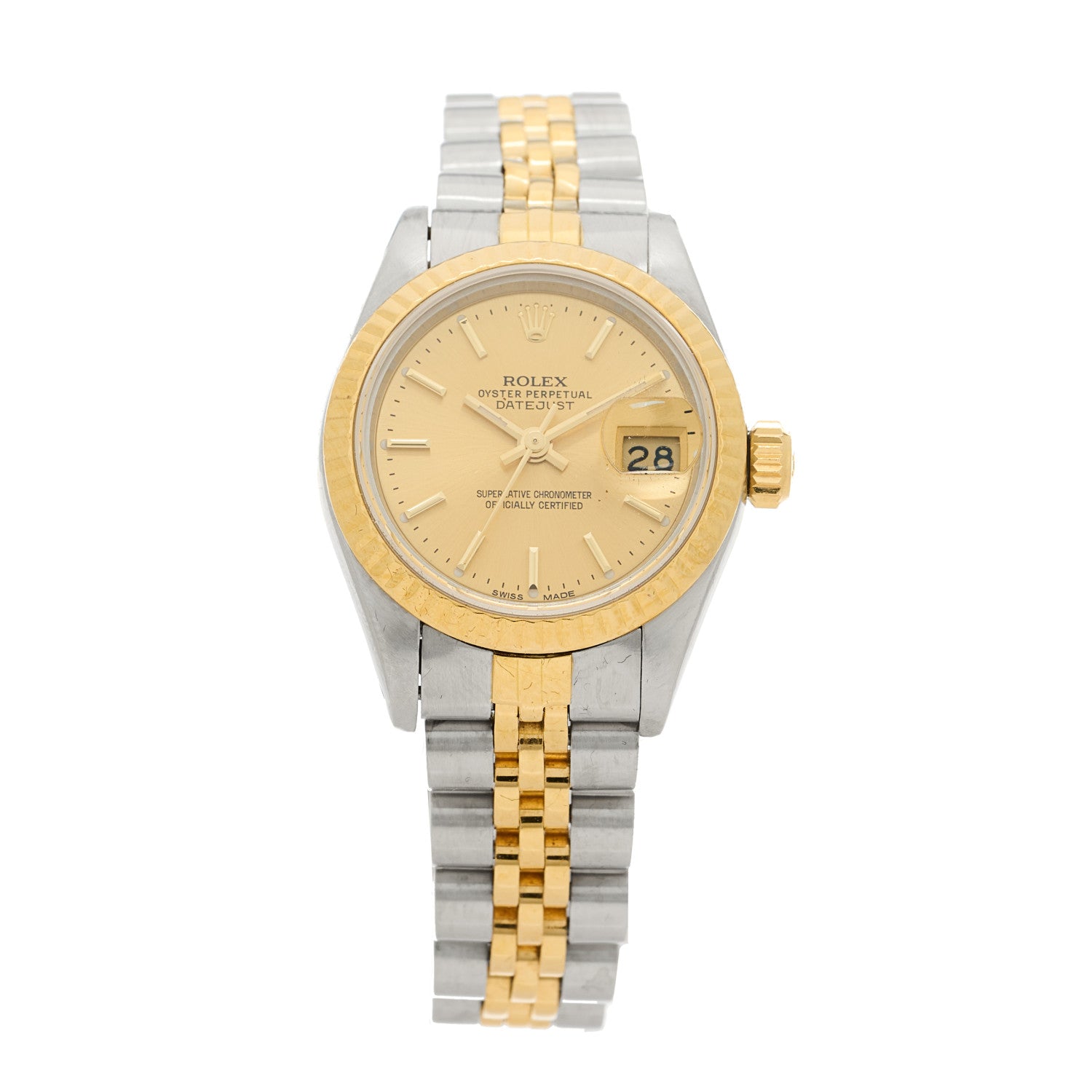 Rolex Stainless Steel 18K Yellow Gold 26mm Oyster Perpetual Datejust Watch Champagne 69173 1 of 4