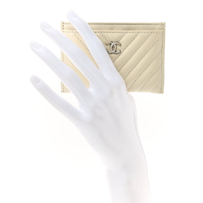 Chanel Lambskin Chevron Quilted Card Holder Ivory 2 of 9
