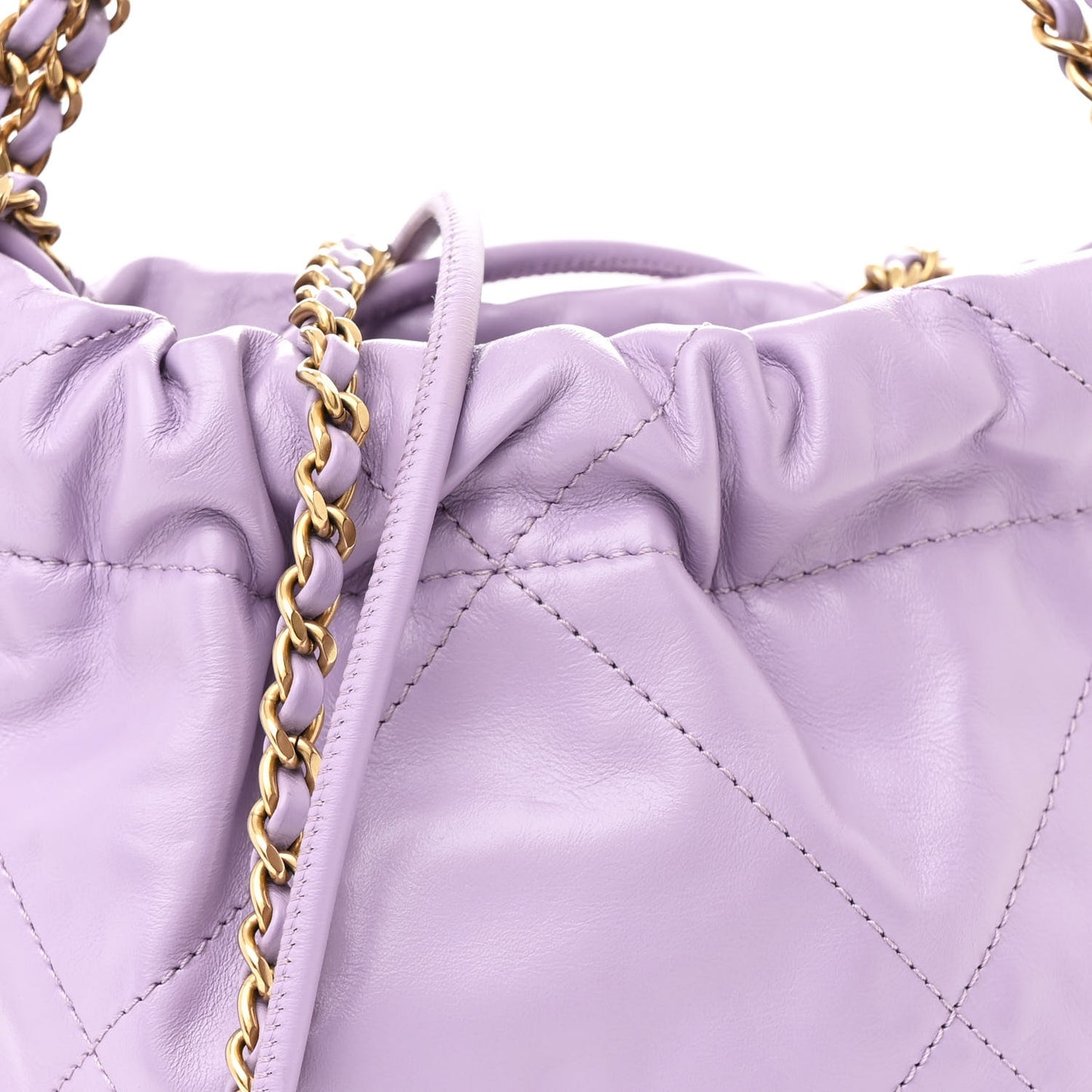 Shiny Calfskin Quilted Mini Chanel 22 Light Purple