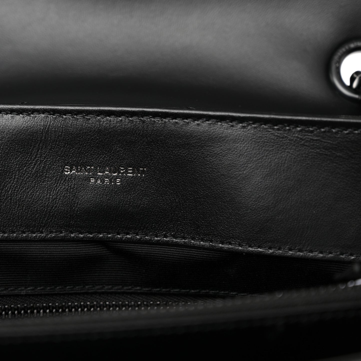 Calfskin Y Quilted Monogram Monochrome Medium Loulou Chain Satchel Black
