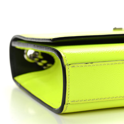 Saint Laurent Patent Grain de Poudre Small Monogram Kate Satchel Neon Yellow 9 of 16