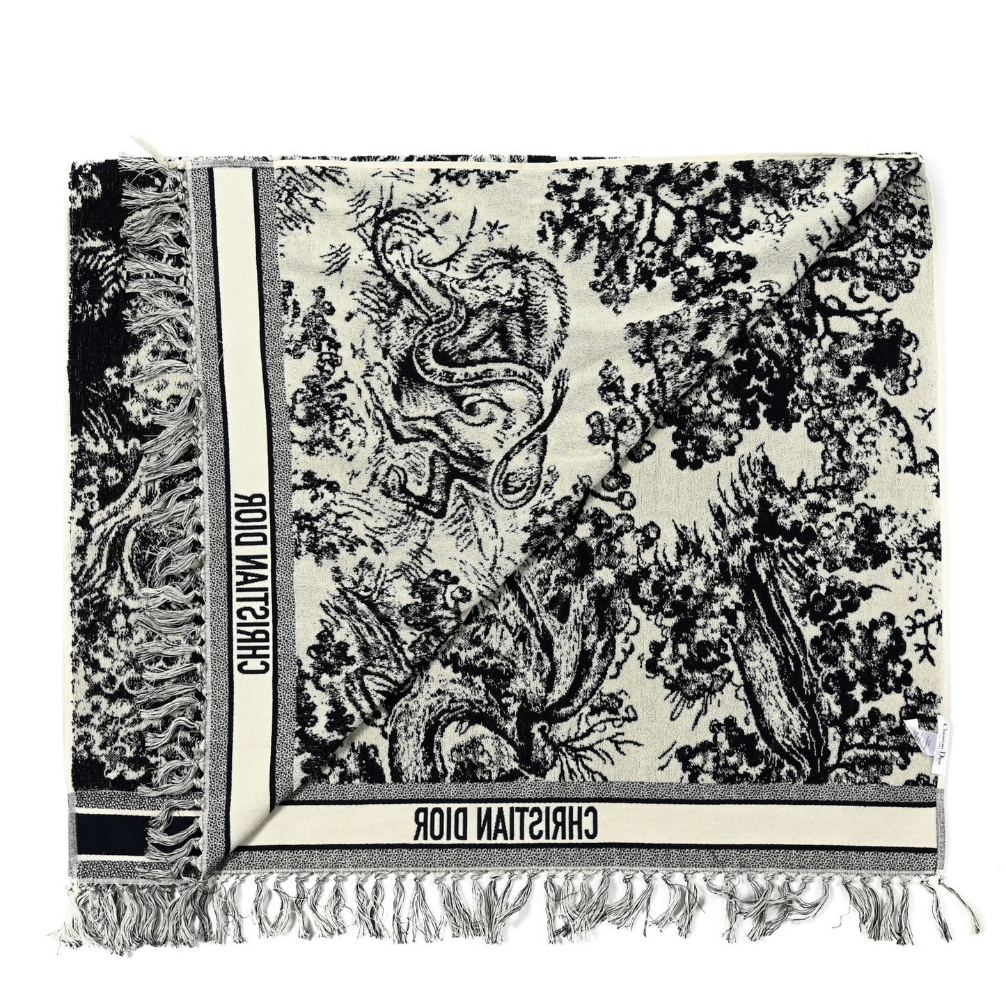 Cotton Toile De Jouy Reverse Towel Bleu Marine