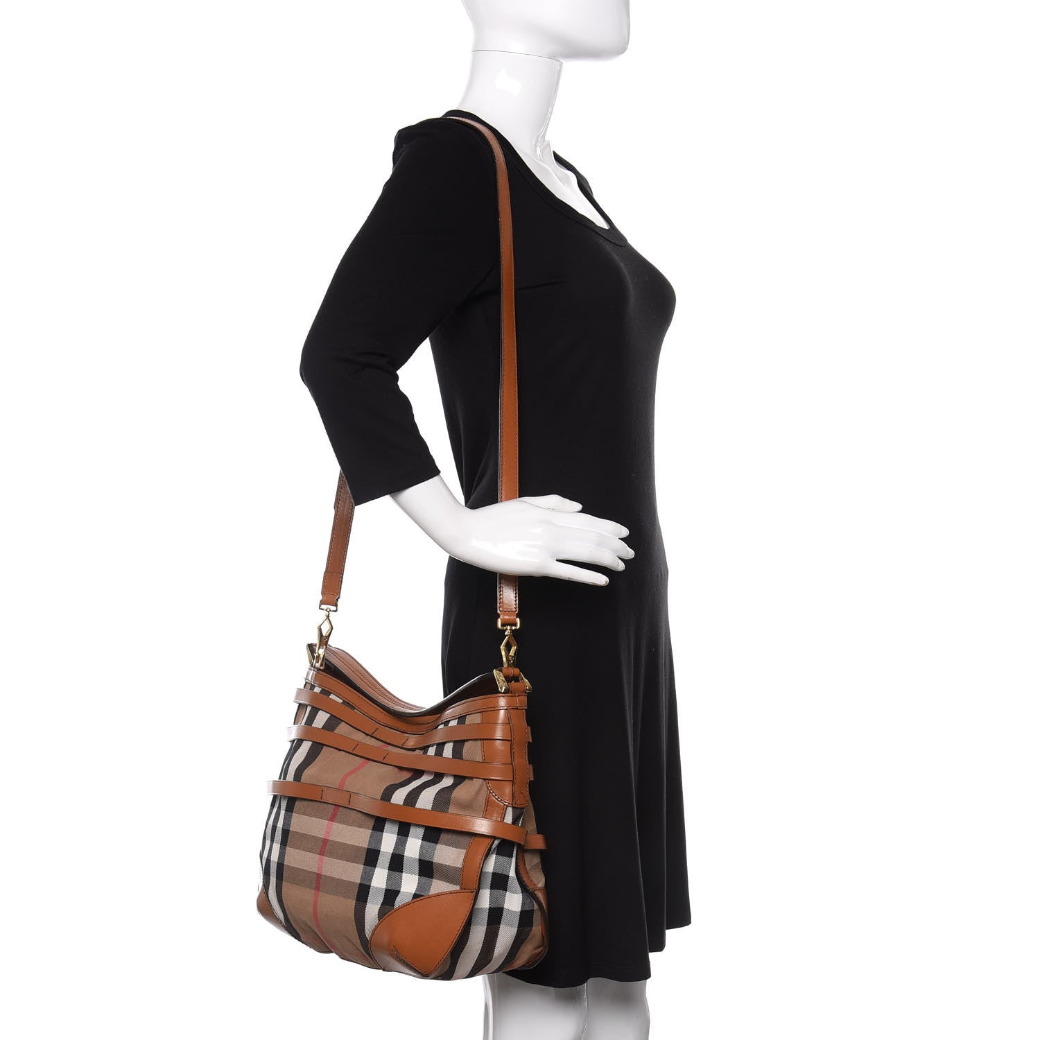Burberry House Check Bridle Calfskin Small Dutton Hobo Light Tan 2 of 14