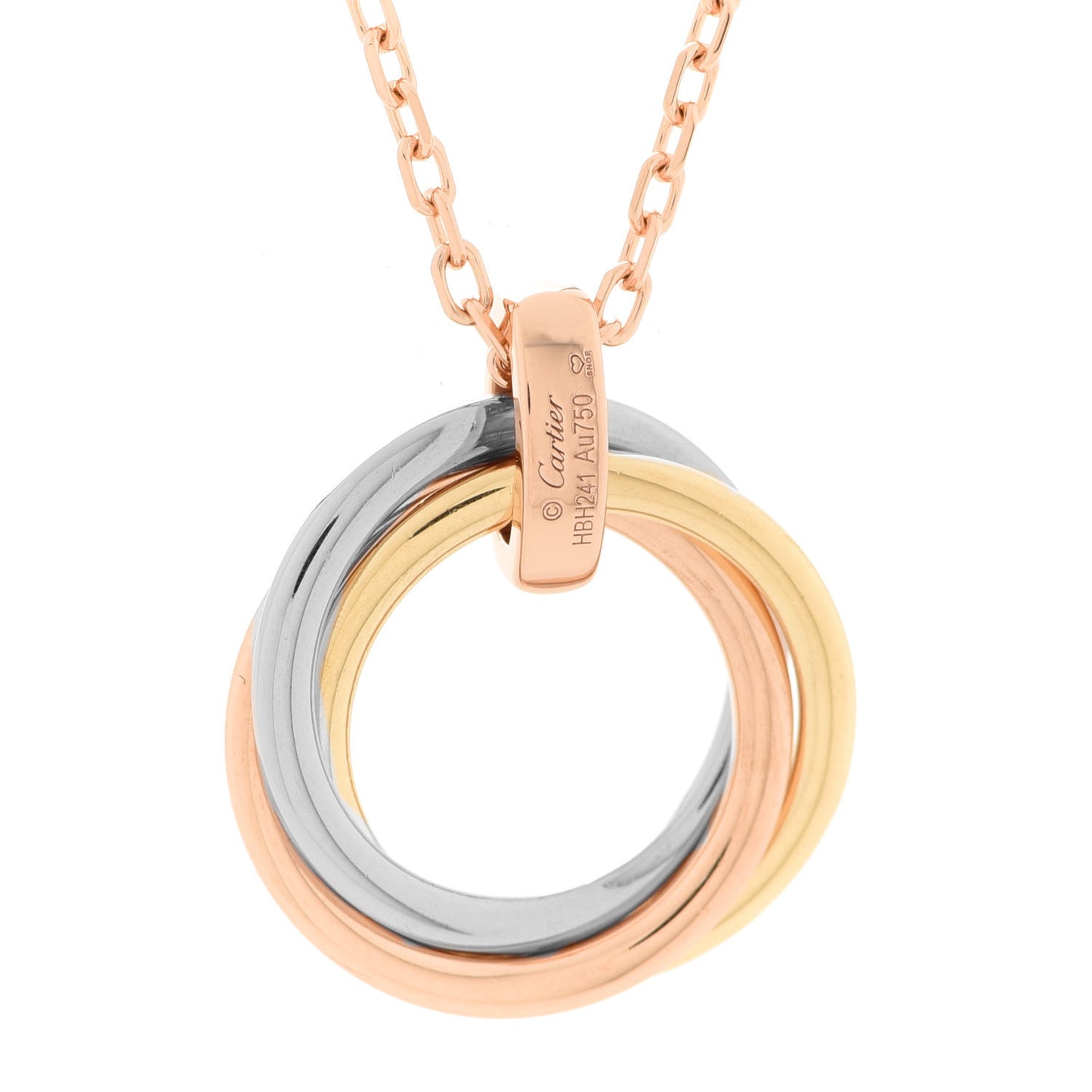 18K Pink White Yellow Gold Diamond Trinity Pendant Necklace