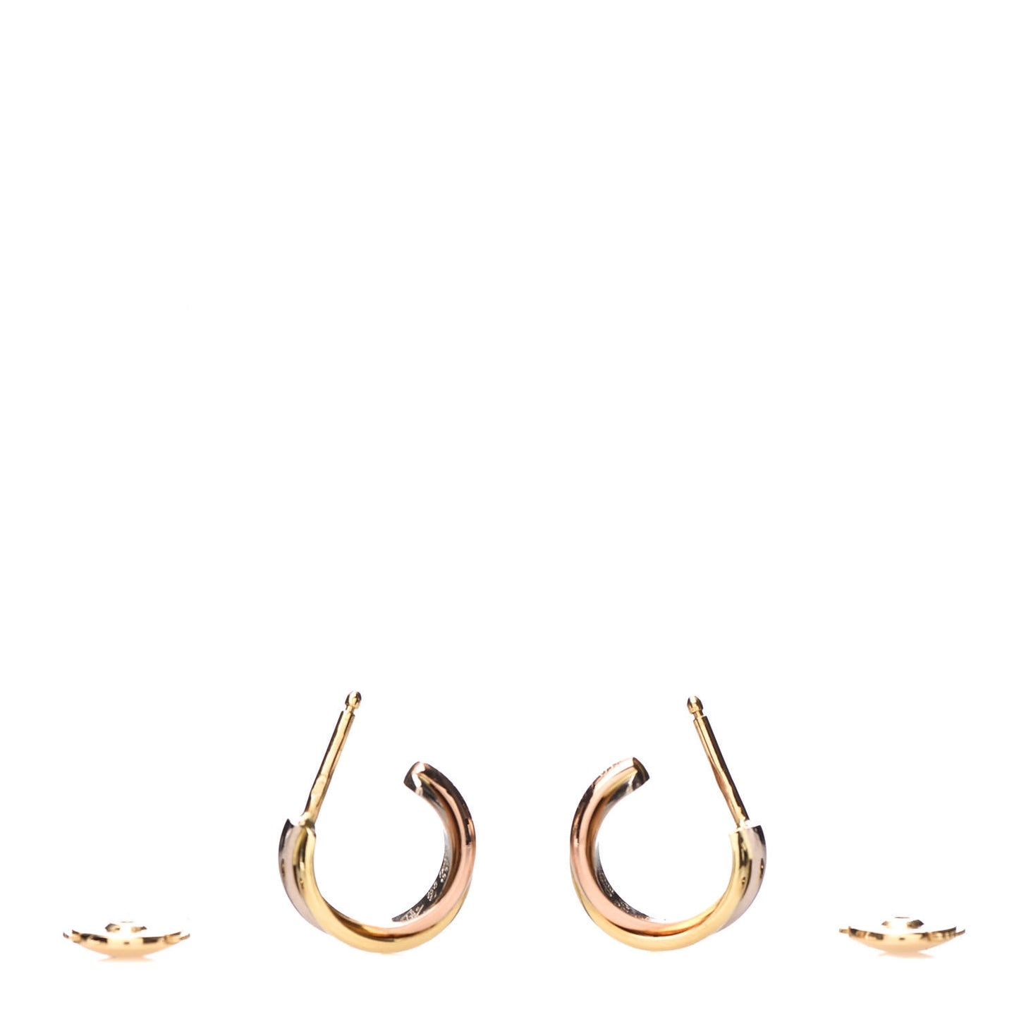 18K Pink Yellow White Gold Small Trinity Hoop Earrings