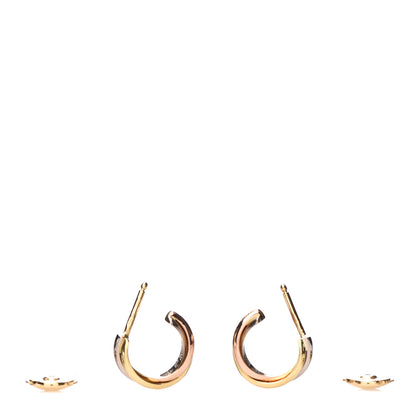 Cartier 18K Pink Yellow White Gold Small Trinity Hoop Earrings 3 of 4