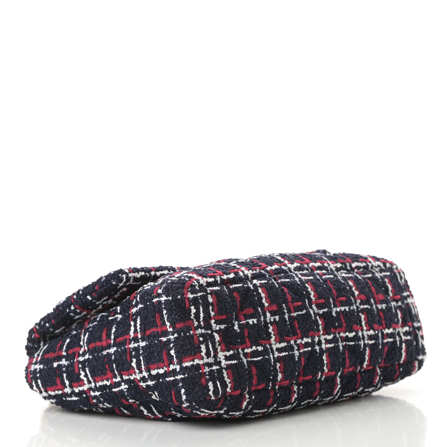 Chanel Tweed Quilted Large Chanel 19 Flap Navy Blue White Red 4 of 13