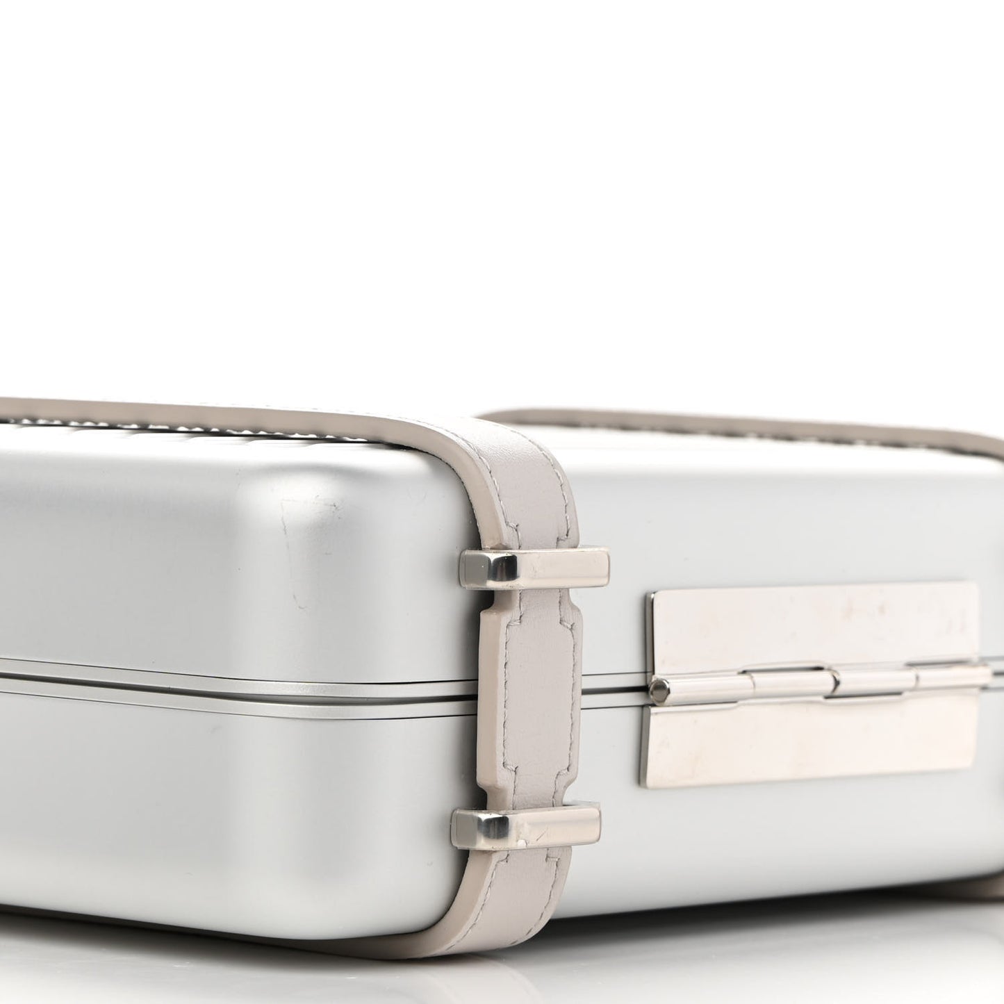 X RIMOWA Aluminum Personal Clutch On Strap Silver