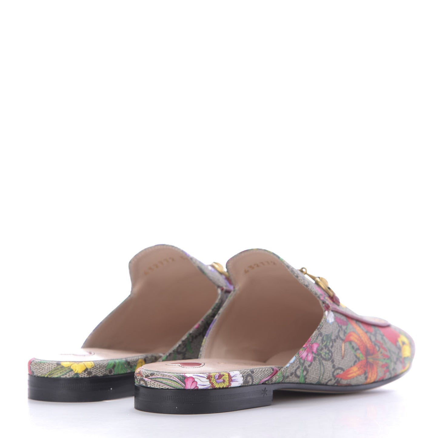 GG Supreme Monogram Flora Womens Princetown Slippers 36.5 Beige Ebony Multicolor Rosso