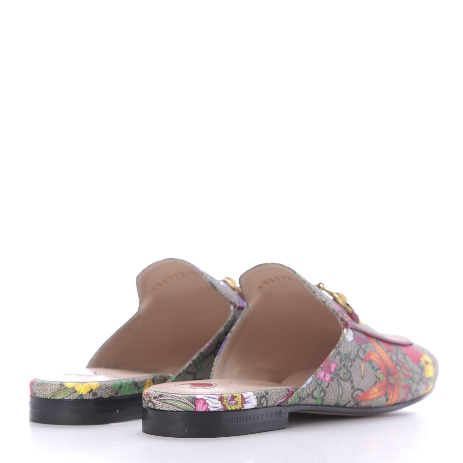Gucci GG Supreme Monogram Flora Womens Princetown Slippers 36.5 Beige Ebony Multicolor Rosso 4 of 9
