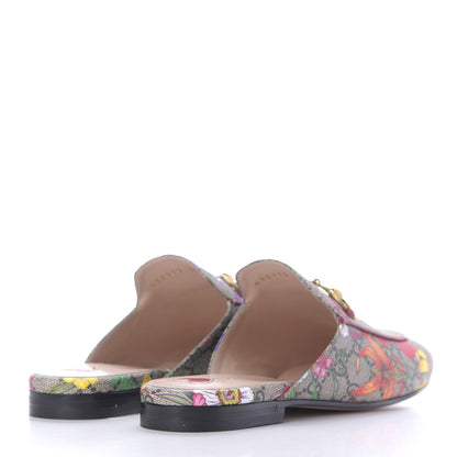 Gucci GG Supreme Monogram Flora Womens Princetown Slippers 36.5 Beige Ebony Multicolor Rosso 4 of 9