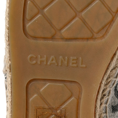 Chanel Cotton Jacquard Grosgrain CC Print Espadrilles 40 Grey Black 6 of 8