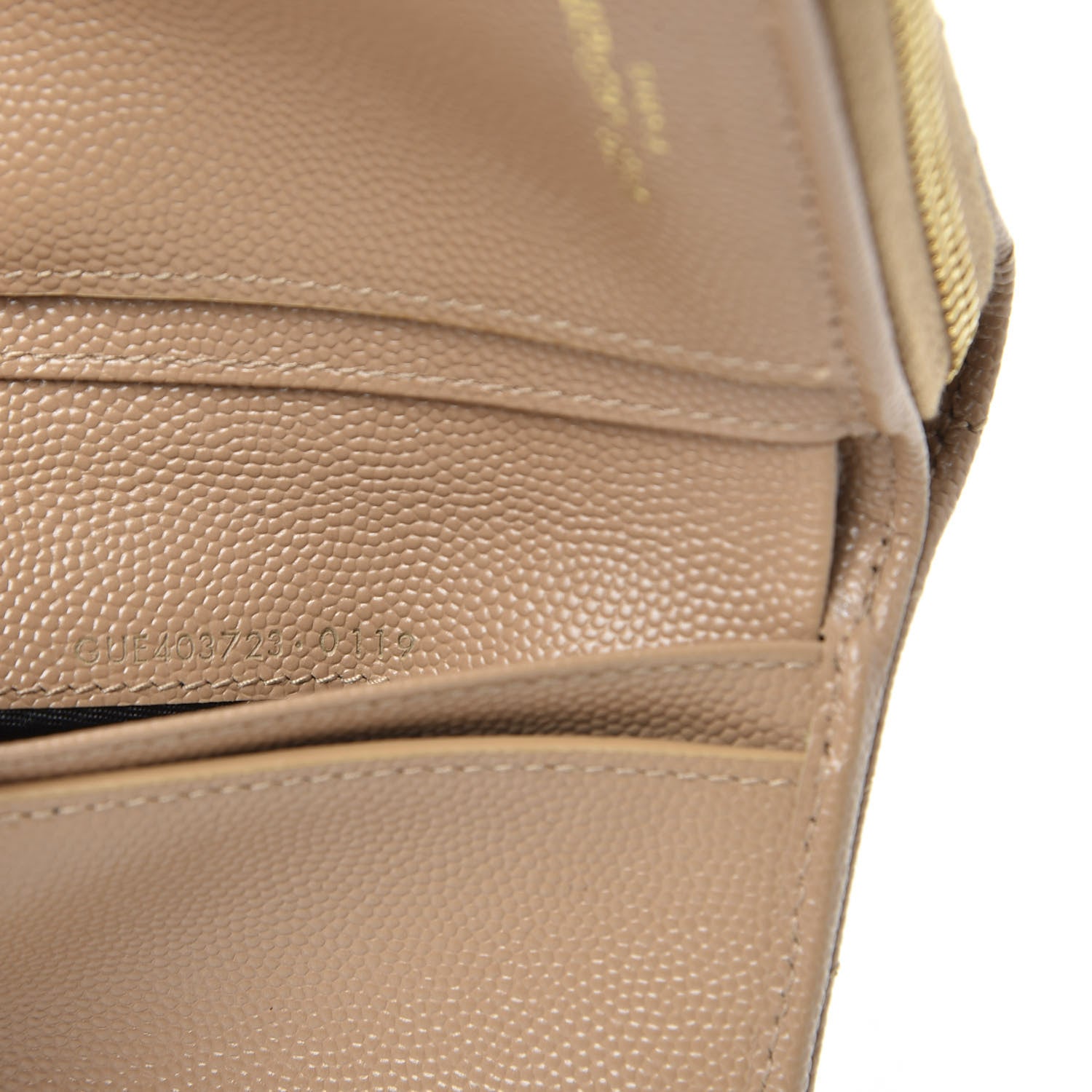 Saint Laurent Grain De Poudre Matelasse Chevron Monogram Compact Zip Around Wallet Cork 8 of 9