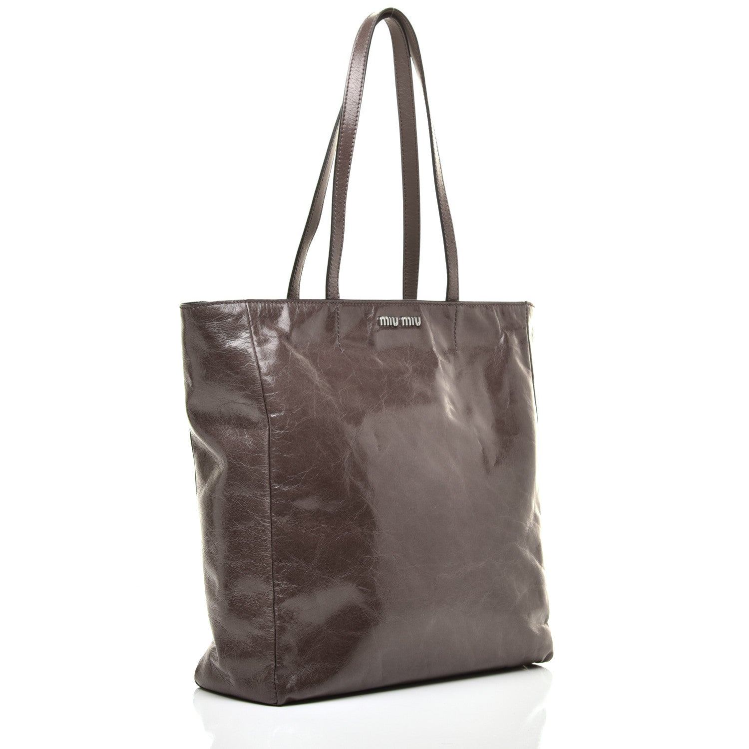 Miu Miu Vitello Shine Shopping Tote Fumo 3 of 8
