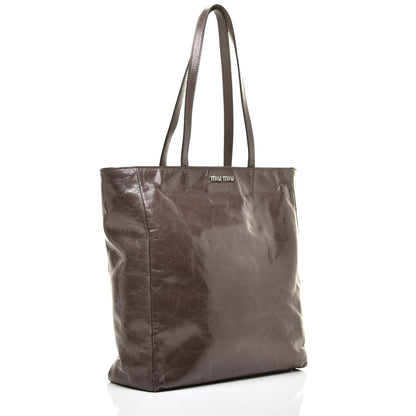Miu Miu Vitello Shine Shopping Tote Fumo 3 of 8