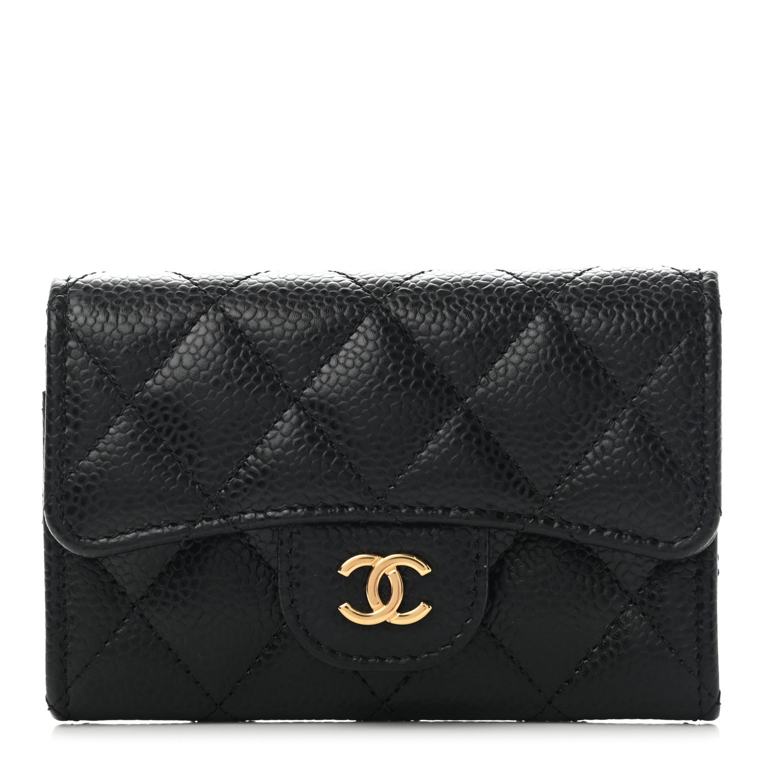 Chanel Caviar Quilted Flap Card Holder Wallet Black 1 of 8
