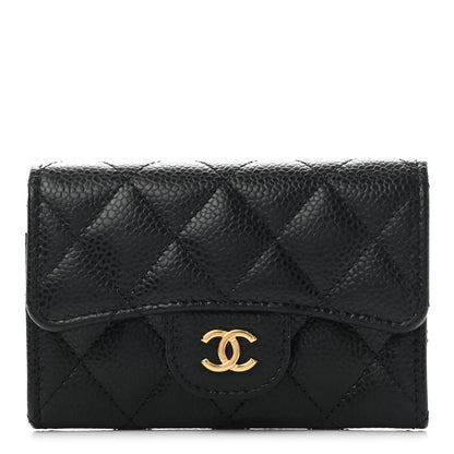 Chanel Caviar Quilted Flap Card Holder Wallet Black 1 of 8