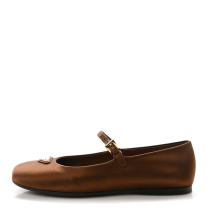 Prada Satin Triangle Ballerina Flats 38.5 Tabacco 1 of 8