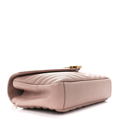 Saint Laurent Sheepskin Matelasse Chevron Monogram Medium College Bag Rose Poudre 4 of 13