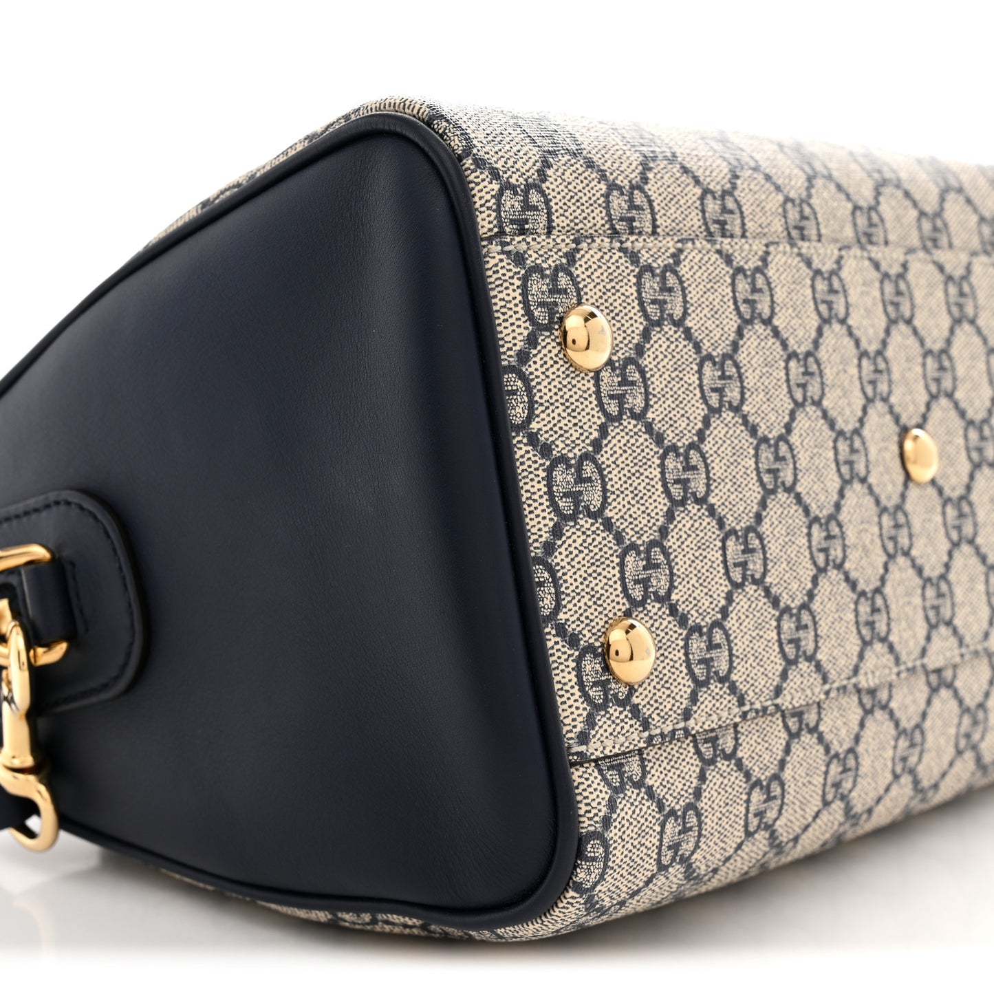 GG Supreme Monogram Small Boston Beige Ebony Blue