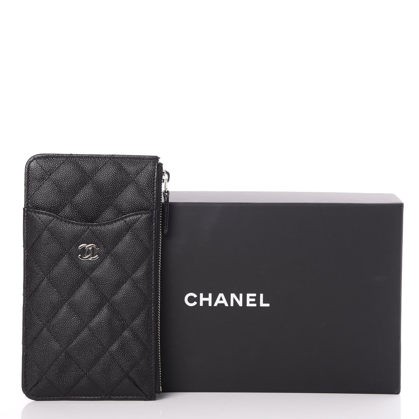 Caviar Quilted Classic Flat Wallet Pouch Black