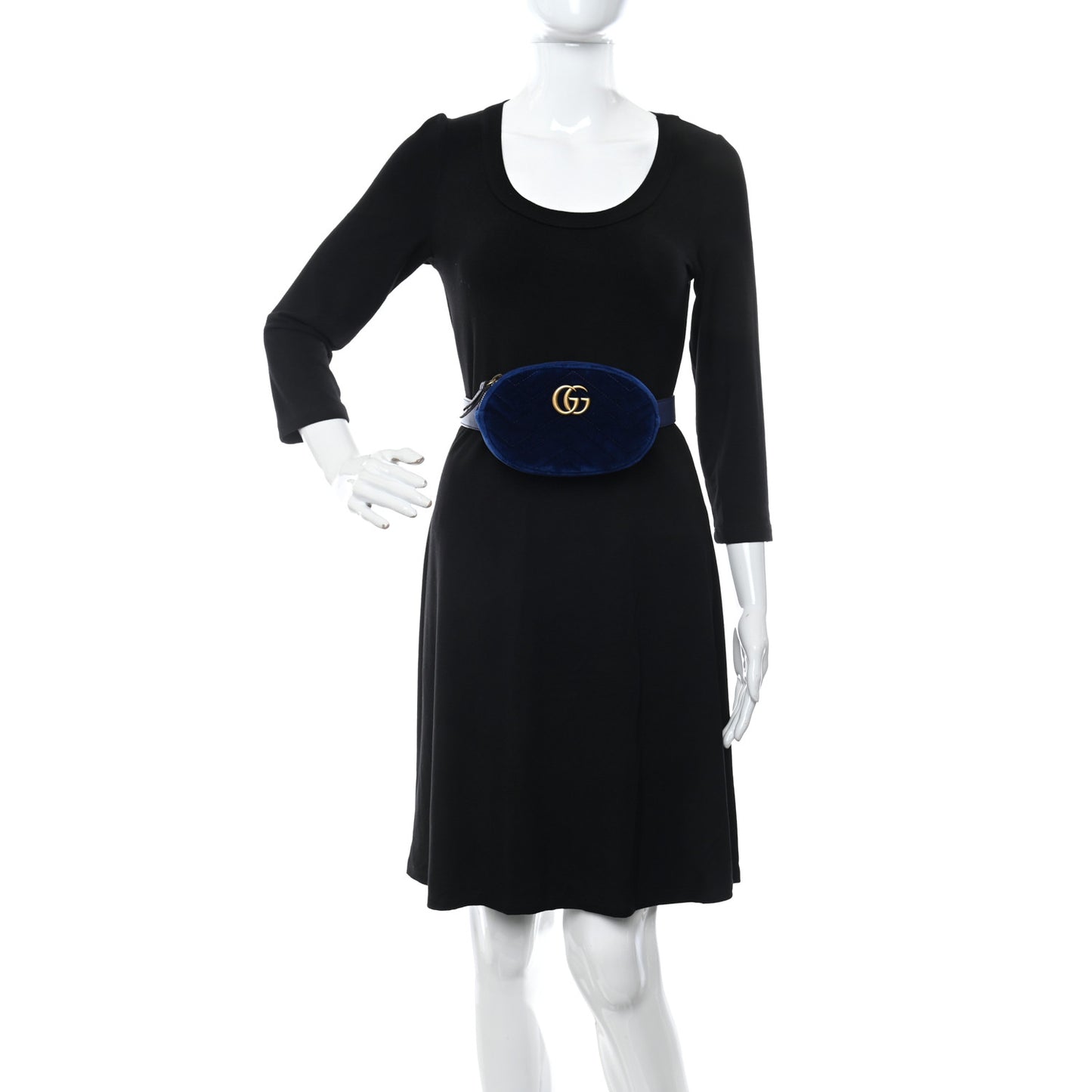 Velvet Matelasse GG Marmont Belt Bag 75 30 Cobalt Blue