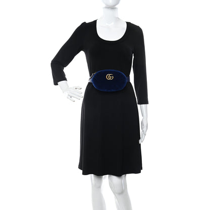 Gucci Velvet Matelasse GG Marmont Belt Bag 75 30 Cobalt Blue 2 of 11
