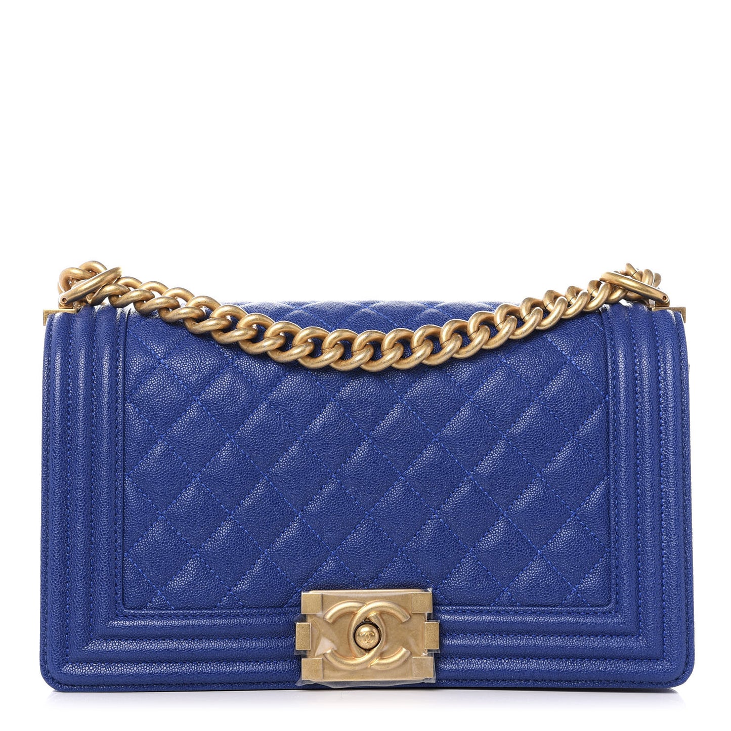 Caviar Quilted Medium Boy Flap Blue