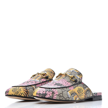 Gucci GG Supreme Monogram Bengal Womens Princetown Slippers 36.5 Beige Crop Pink 3 of 11
