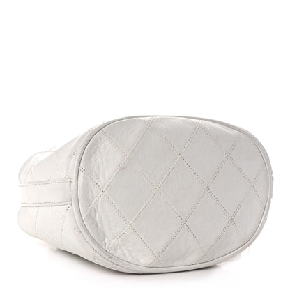 Chanel Calfskin Quilted CC Drawstring Bag White 2 of 12